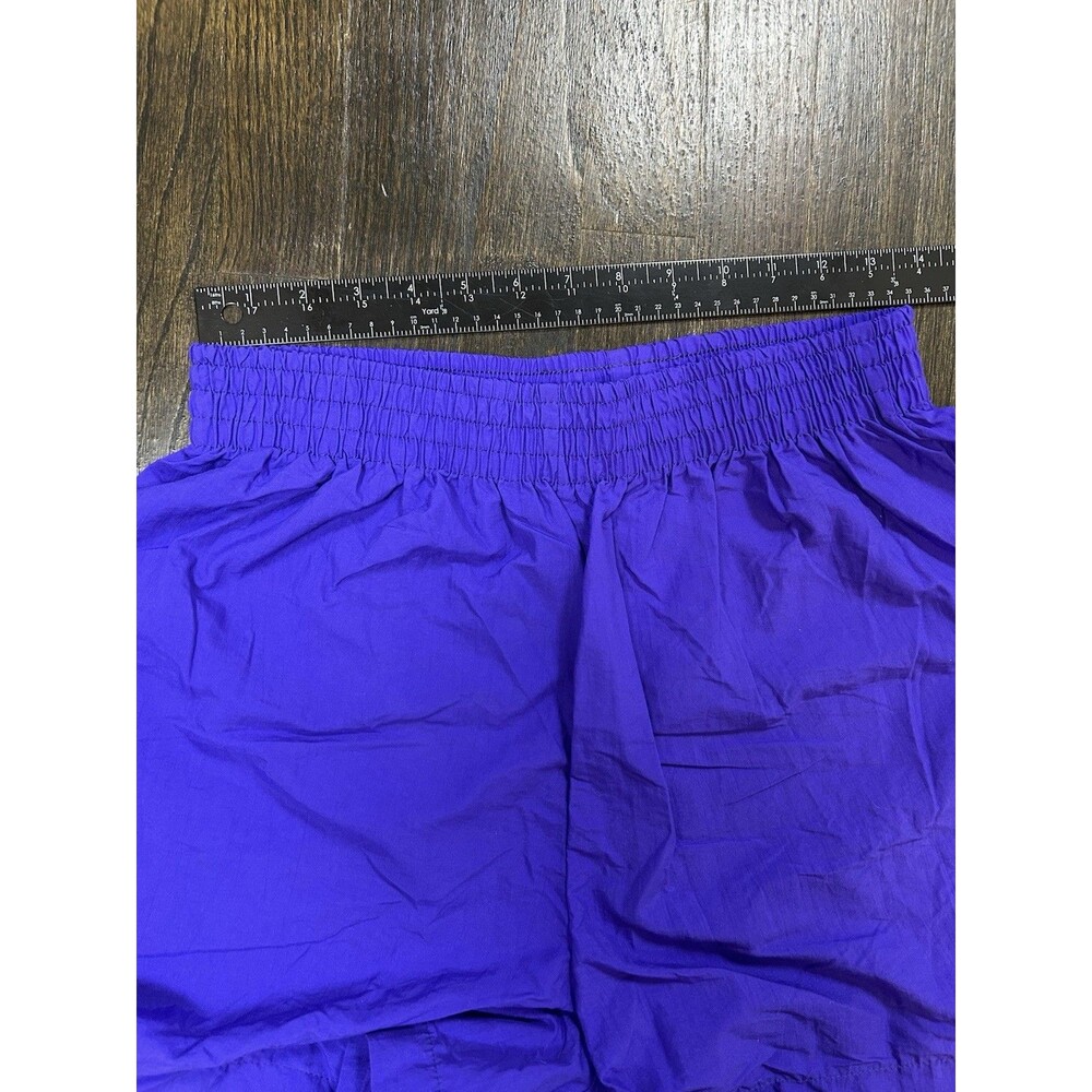 VTG 90s Pacific Connections Retro Purple Crinkle 100% Nylon Shorts Activewear XL - Picture 7 of 8